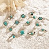 14Pcs 14 Styles Synthetic Turquoise Finger Rings PW-WG86BD8-01-4