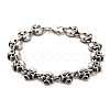 304 Stainless Steel Skull Link Chain Bracelets BJEW-E094-09AS-1