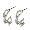 Two Tone Brass Micro Pave Clear Cubic Zirconia Criss Cross Stud Earrings EJEW-G371-02GP-1