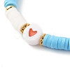 Polymer Clay Heishi Beads Stretch Bracelets Sets for Valentine's Day BJEW-JB06298-01-9