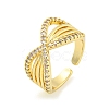 Brass Micro Pave Cubic Zirconia Open Cuff Ring AJEW-U003-05G-1