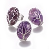 Adjustable Natural Amethyst Finger Rings RJEW-L090-B08-1