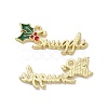 Christmas Theme Holly Rack Plating Alloy Enamel Pendants X-PALLOY-O109-28LG-1