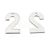 201 Stainless Steel Number Charms STAS-S035-M-2