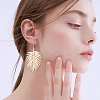 ANATTASOUL 3 Pairs 3 Style Alloy Leaf Long Dangle Earrings for Women EJEW-AN0001-73-4