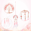 Gorgecraft 2Pcs 2 Style Brass Woven Web/Net with Feather Pendant Decorations HJEW-GF0001-37-6