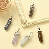5Pcs 5 Styles Natural Mixed Gemstone Double Terminated Pointed Pendants G-YW0001-45-5