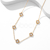 Elegant Stainless Steel Pave Clear Cubic Zirconia Flower Bib Necklaces for Women VA6910-1