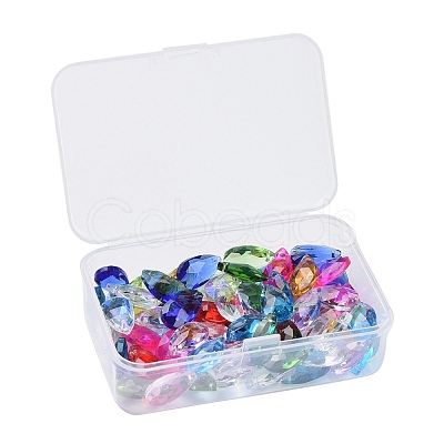 72Pcs 12 Colors Birthstone Charms Glass Pendants RGLA-ZZ0001-02-9x15mm-1