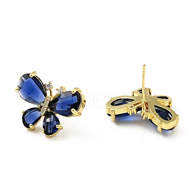 Cubic Zirconia Butterfly Stud Earrings KK-D080-17G-1