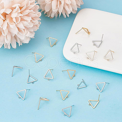 BENECREAT 20Pcs 2 Colors Brass Stud Earring Findings KK-BC0008-33-1