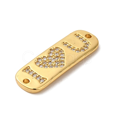 Rack Plating Brass Micro Pave Clear Cubic Zirconia Connector Charms KK-K377-25G-1