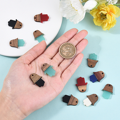 20pcs 5 Colors Resin & Walnut Wood Pendants RESI-CJ0001-197-1