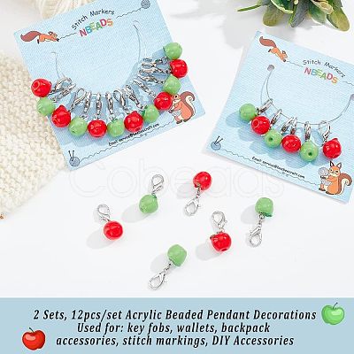 12Pcs Resin Apple Pendant Decorations HJEW-PH01526-1