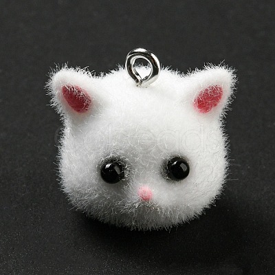 Flocky Opaque Resin Animal Pendants RESI-F047-02A-1