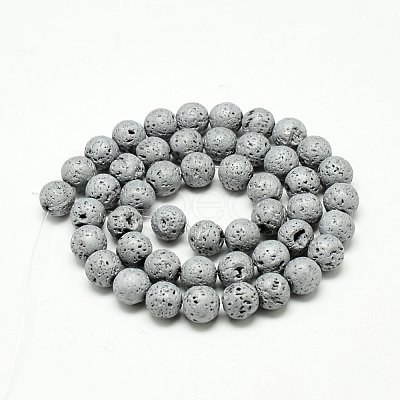 Electroplate Natural Lava Rock Beads Strands X-G-T058-03I-6MM-1