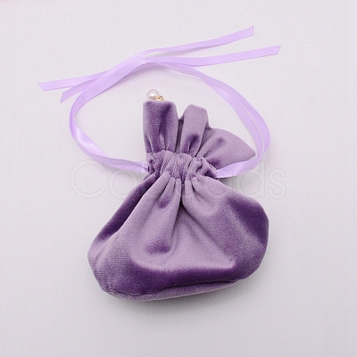 Velvet Jewelry Bags with Drawstring & Plastic Imitation Pearl TP-CJC0001-03H-1