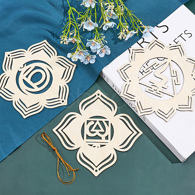 CHGCRAFT 1 Set DIY Unfinished Bohemian Meditation Energy Symbol Wood Pendant Decoration Kits DIY-CA0005-60-1