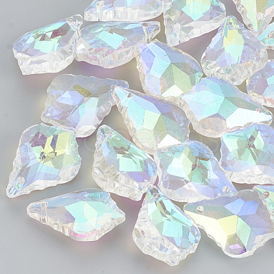 Plated Faceted Leaf Glass Beads EGLA-S100-02-1