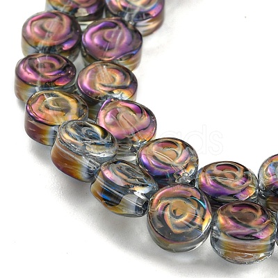 Full Rainbow Plated Electroplate Transparent Glass Beads Strands EGLA-G037-01A-FR02-1