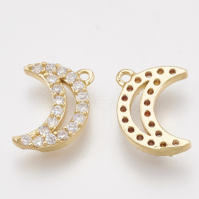 Brass Cubic Zirconia Charms X-KK-T035-43-1