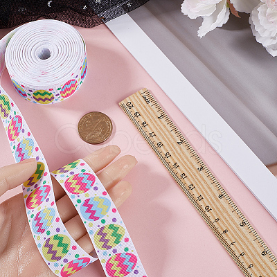 Easter Printed Polyester Grosgrain Ribbon OCOR-WH0077-79B-1