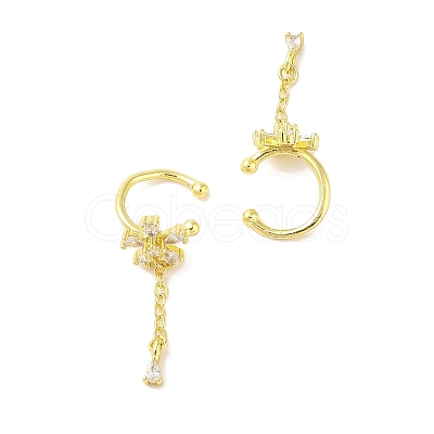 Flower Brass Cuff Earrings EJEW-I305-59G-1