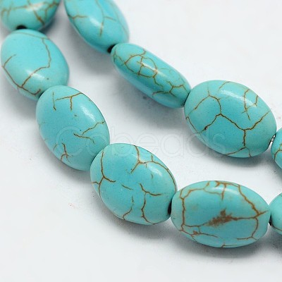 Dyed Synthetical Turquoise Oval Bead Strand X-G-P083-89G-1