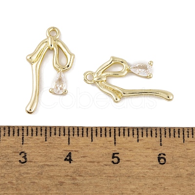 Brass Micro Pave Clear Cubic Zirconia Pendants KK-L212-06G-1