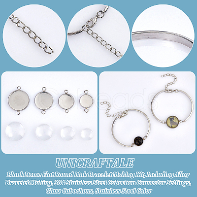 Unicraftale Blank Dome Flat Round Link Bracelet Making Kit DIY-UN0004-59-1