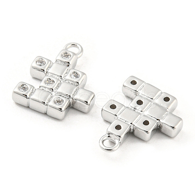 Brass Micro Pave Cubic Zirconia Charms KK-E090-36P-1