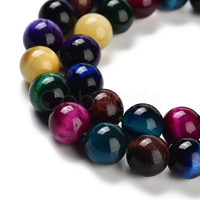 7 Colors Natural Tiger Eye Beads Strands G-A220-A01-01-1