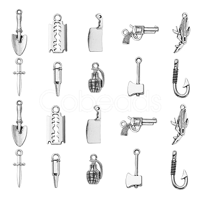 100Pcs 10 Style Tibetan Style Mystery Killer Theme Alloy Pendants TIBEP-CJ0001-88-1