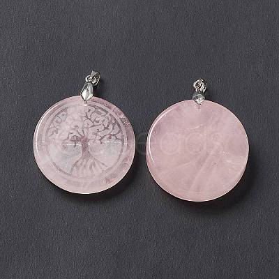 Natural Rose Quartz Pendants G-P491-05P-01-1