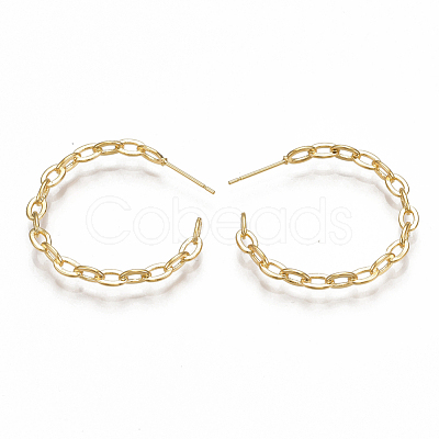 Brass Stud Earrings KK-S350-063G-1