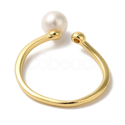 Round ABS Plastic Pearl Finger Rings RJEW-L123-002G-1