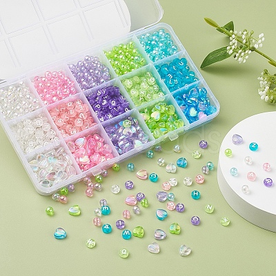 800Pcs 3 Style 5 Colors Transparent Acrylic Beads TACR-YW0001-45-1