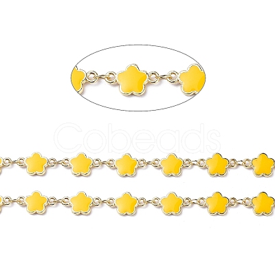 Handmade Alloy Enamel Flower Link Chains ENAM-F138-04B-RS-1