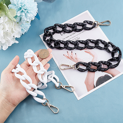 CHGCRAFT 2Pcs 2 Color Resin Curb Chains Bag Straps FIND-CA0005-05-1