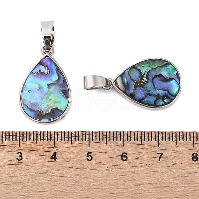 Rack Plating Natural Paua Shell Pendants KK-E059-15P-1