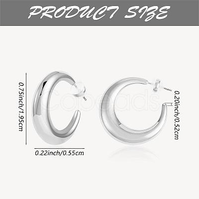 Crescent Moon Chunky Stud Earrings Half Hoop Earrings Open Oval Drop Earrings Teardrop Hoop Dangle Earrings Pull Through Hoop Earrings Statement Jewelry Gift for Women JE1089D-1