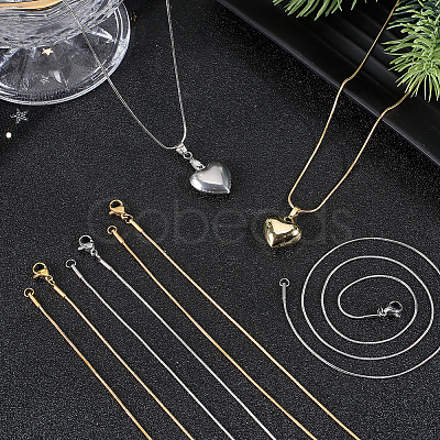 SUNNYCLUE 12Pcs 2 Colors 304 Stainless Steel Round Snake Chain Necklaces Set NJEW-SC0001-19-1