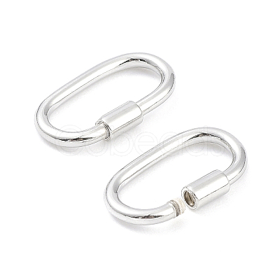 Rhodium Plated 925 Sterling Silver Locking Carabiner Clasps STER-K173-20S-01-1