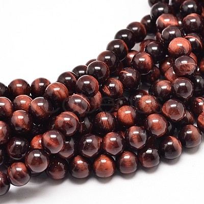 Natural Red Tiger Eye Bead Strands G-G735-12-8mm-A-1