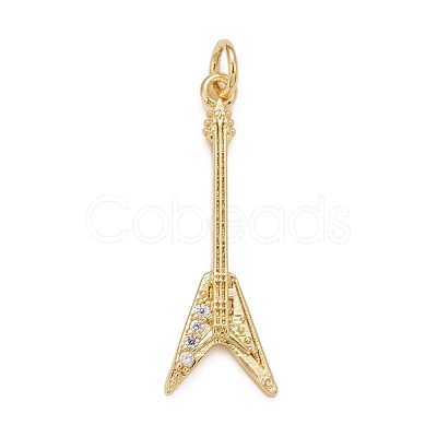 Rack Plating Brass Clear Cubic Zirconia Pendants KK-M229-28G-1