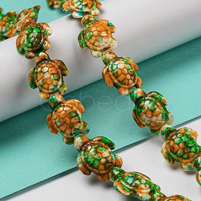 Spray Painted Synthetic Turquoise Beads Strands G-E617-A02-02-1