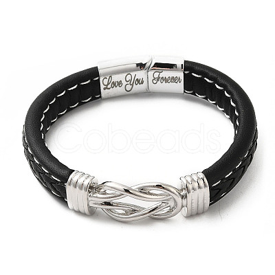 Word Love You Forever Stainless Steel Interlocking Knot Link Bracelet JB753A-1