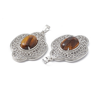 Natural Tiger Eye Pendants G-P492-01P-03-1