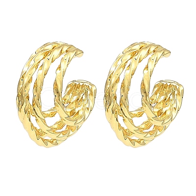 Rack Plating Brass Multi Lines Cuff Earrings EJEW-D069-05G-1