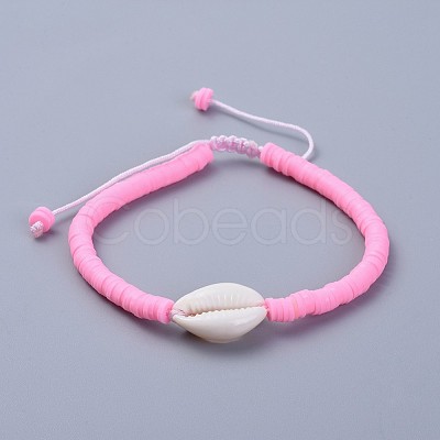 Handmade Polymer Clay Heishi Beads Braided Bracelets BJEW-JB04318-03-1